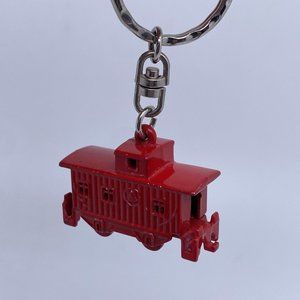 Little Red Caboose Train Keychain - One of a Kind Trains Planes and Automobiles